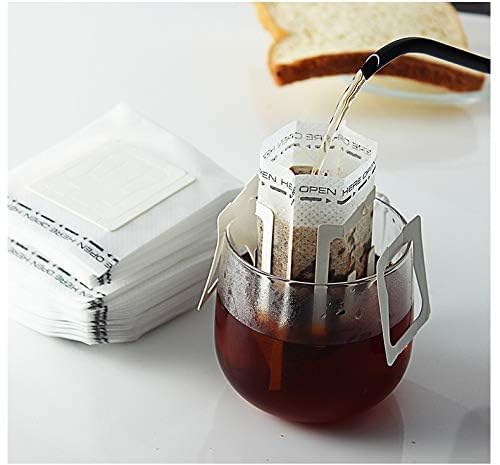 Image of 50 Pcs Portable Coffee Filter Paper Bags - Disposable Pour Over Coffee Filters, Single-Use Drip Coffee Bags for Travel, Office & Home Brewing, Unbleached Food-Grade Paper, Universal Fit