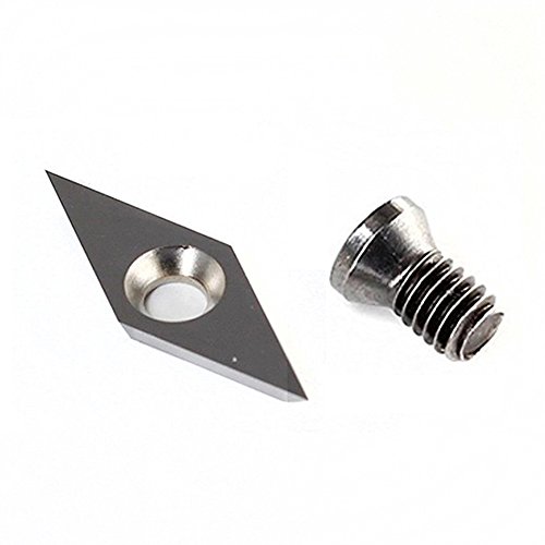 YUFUTOL Sharp Point Diamond shape Detailer Carbide Cutter Insert 10mm(.394”) X28mm(1.10”),2.5mm(.10”) Thickness, Pack of 1,Supplied With M4X8mm Screw For Wood Turning