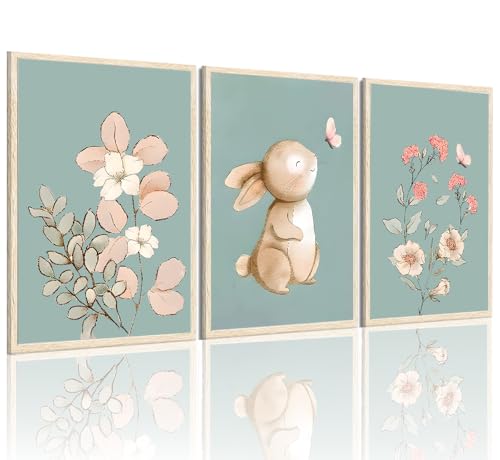 Images fleurs botaniques et lapins sur toile pour une ambiance douce maison
