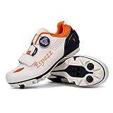 Espezz Damen Mountainbike Schuhe Damen Lock MTB Fahrradschuhe Outdoor SPD Fahrradschuhe für Damen, Beige/Orange, 40 EU