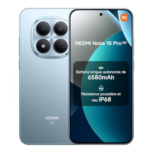 Xiaomi Redmi Note 15 Pro 5G, Smartphone 8+512 Go, Batterie Massive de 6580 mAh, IP66/IP68, Nouvel Appareil Photo 200 MP, écran AMOLED 1.5K de 6,83 Pouces,...