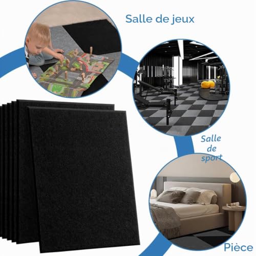 6 Rouleaux Feutrine Autocollante (20cmx15cmx0.4cm), Patin Feutre, Feutre Adhesive Découpe Libre de Toute Taille Protège Vos Meubles Et Plancher Bande de Protection Autocollante Meuble, Noir – vue 5