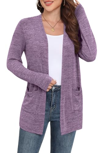 Image of Yincro Womens Lightweight Cardigan Long Sleeve Open Front Casual Sweater Cardigans with Pockets
