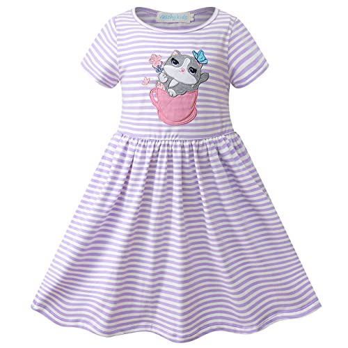 VASCHY Dress for Girls,Cute Girls Ruffle Sleeve Princess Party Outfit Clothes,Toddler/Little/Big Kid Girls Clothing