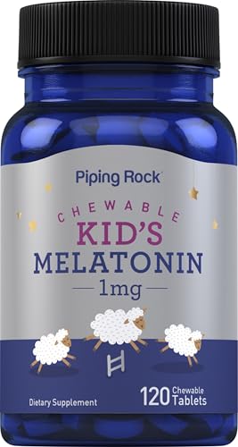 Piping Rock Kids Melatonin 1mg | 120 Chewable Tablets | Supplement for Children | Vegetarian Non-GMO Gluten Free