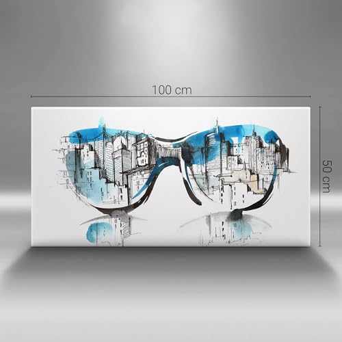 Tableau Ville à lunettes - Image sur Toile 120x60cm Wallfluent