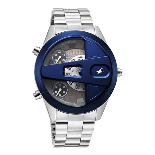 Image of Fastrack Overdrive Micromotor Quartz Analog with White Dial Silver Stainless Steel Metal Strap Watch for Men - 3331KM02