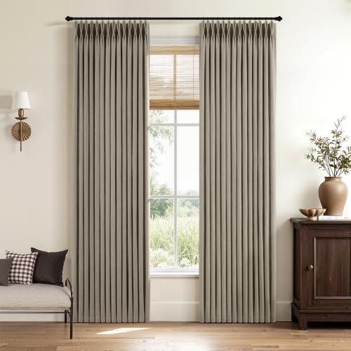 80 Inches Long Pinch Pleated Linen Curtains 2 Panels Burlywood Birch