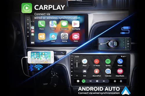 Image of Axiomgoods 9 Inch Android Car Stereo with Wireless AppleCarPlay and Android Auto, 6GB RAM, 128GB ROM, Octa-Core, IPS Touchscreen, Free Rear Camera