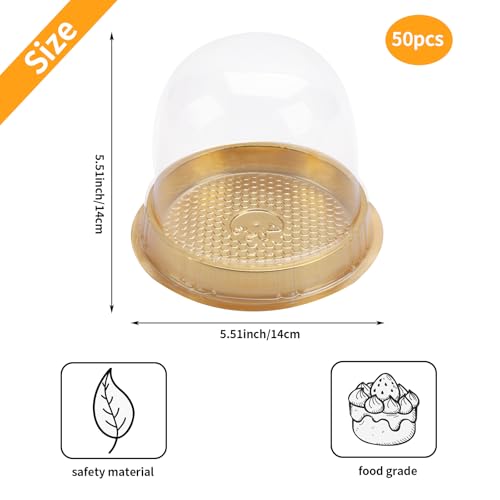 Boîtes à gâteau avec support dôme transparent et socle doré rigide - 3