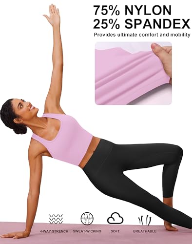 Image of PINSPARK Sports Bra Longline Racerback Tank Tops for Women Padded Workout Yoga Top