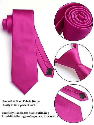 Image of HISDERN Mens Ties and Pocket Square Set Business Elegant Ties for Men Classic Lot 3 Pcs Wedding Party Neckties & Handkerchief