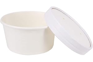 50-Count White Paper Ice Cream Containers with Lids [6 OZ]