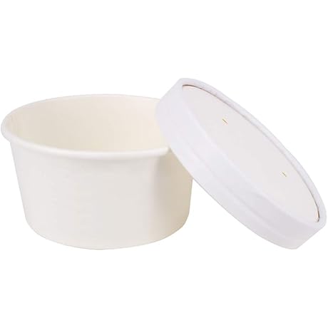 50-Count White Paper Ice Cream Containers with Lids [6 OZ]