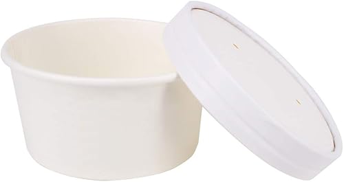 Juego de 50 tazas desechables de helado blanco de 6 onzas con tapas, tazas medianas para bebidas calientes y frías, vasos de papel, recipiente de