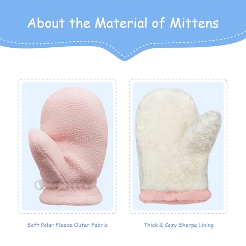 Image of Toddler Warm Mittens Baby Boys Winter Gloves 2 Pairs Winter Sherpa Fleece Lined Mittens for Girls