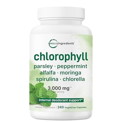 Micro Ingredients Chlorophyll Super Greens Complex | 240 Veggie Capsules with Parsley, Moringa, Spirulina, Chlorella, & More | Gluten-Free, No Additiv