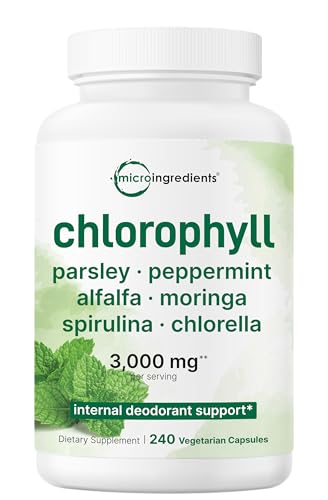 Micro Ingredients Chlorophyll Super Greens Complex | 240 Veggie Capsules with Parsley Moringa Spirulina Chlorella & More | Gluten-Free No Additives