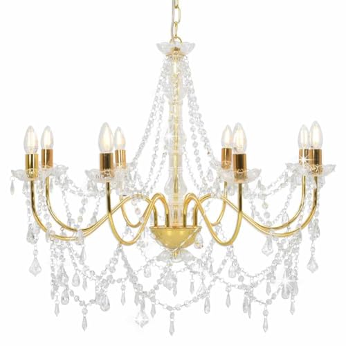Lustre suspension doré en perles acryliques pour sublimer votre grand salon