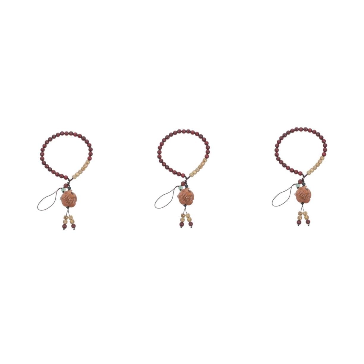 HOMSFOU cadena de teléfono móvil de sándalo wrist wraps wristband cordón de muñeca para llaves pulsera para llaves muñeca clave cordón de muñeca para etiqueta de nombre rojo