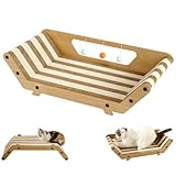 AbaqCasa Rascador para Gato de Cartón, Cama Rascador con 3 Bola Juguete Interactiva, Sofá Tabla Corrugado Reversible para...