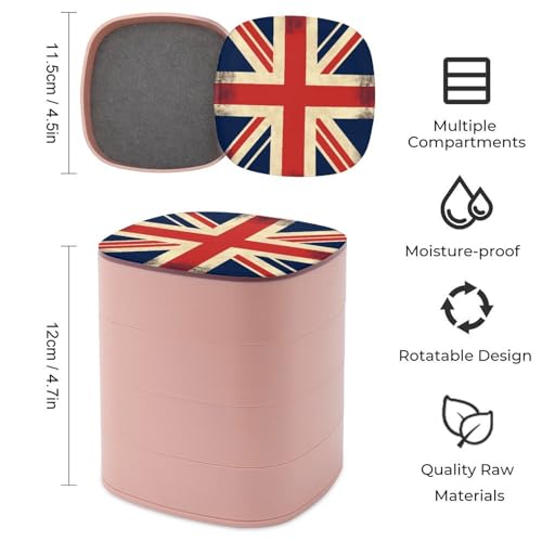 Boîte à bijoux imprimée drapeau britannique, idée cadeau coiffeuse - 3