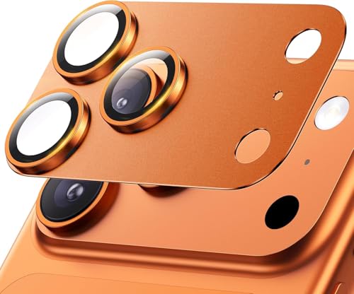Image of Choiche Camera Lens Protector for iPhone 17 Pro Max 6.9-Inch, Full Coverage 9H Tempered Glass Ring Cover, Matte Metal Plate, Case Friendly, 1-Pack (Orange)