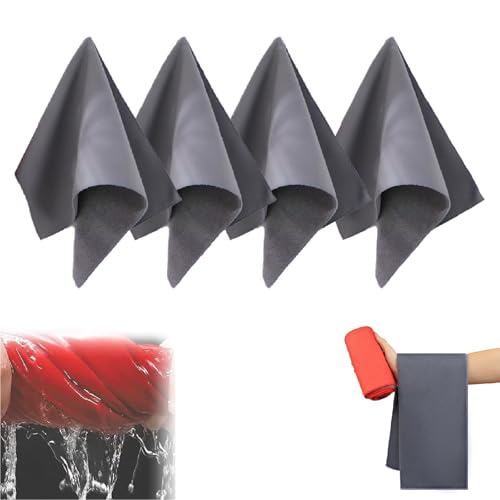 UEGFSIJRF Toalla de Coche de Doble Cara de Terciopelo Coral de Gamuza Premium (4 Unidades), Microfibra Absorbente for Limpieza y Pulido de Superficies sin rayones.(Gray,11.81in x 11.81in)