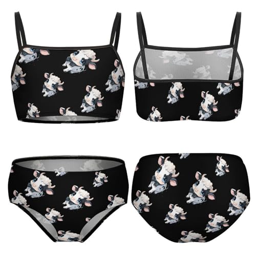 Cow Print Girls Swimsuits Two Piece Bikini Sets Beach Sport Swimwear Bathing Suit3