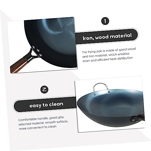 Wok de hierro con mango de madera, fondo redondo, 58 cm miniatura 4