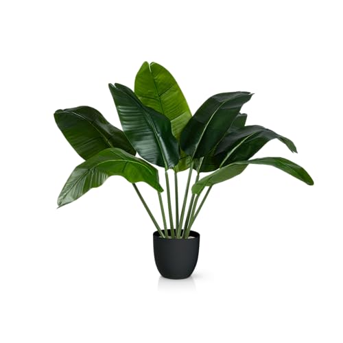 PASCH® Planta artificial de plátano grande (90 cm), duradera y realista, plantas artificiales grandes, plantas artificiales grandes, palmera artificial, árbol artificial para un ambiente natural