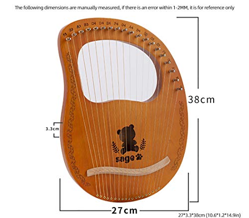 Draagbare kleine harp, harp 19 lir, snaarinstrument, metaalsnaar mahonie snaarinstrument, lire, gemakkelijk te gebruiken, met stemsleutel en touwen, enz., B - Image 7