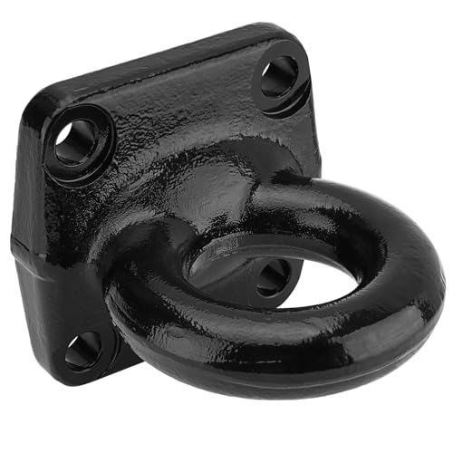 Racewill 4-Bolt Pintle Hitch Lunette Ring I.D. 3 inch Towing Weight 60000 lbs Black Heavy Duty Steel with 6 inch Bolt Base for Truck Trailer