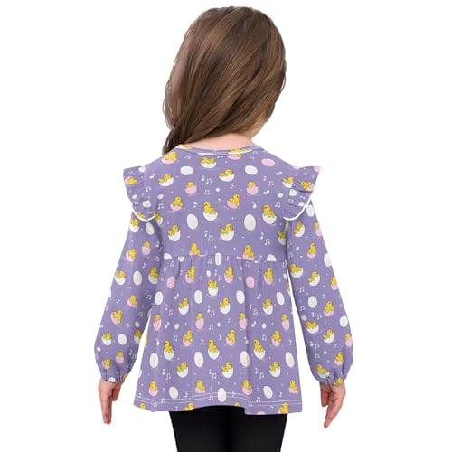 Duck Eggshell Girls Shirts Cotton Long Sleeve Ruffle Toddler Tee Tops4