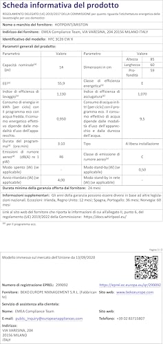 HOTPOINT HFC 3C26 CW X LAVASTOVIGLIE, 60 cm, Classe E - 13