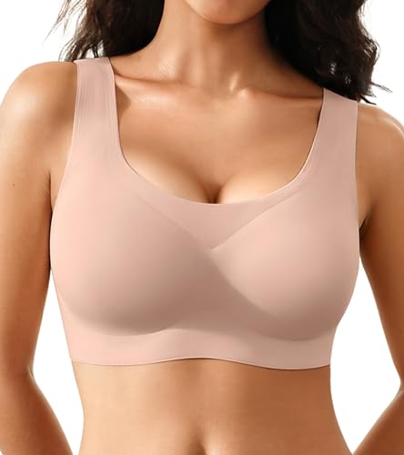 Image of Wireless Bras for Women No Underwire Seamless Full Coverage T-Shirt Bra