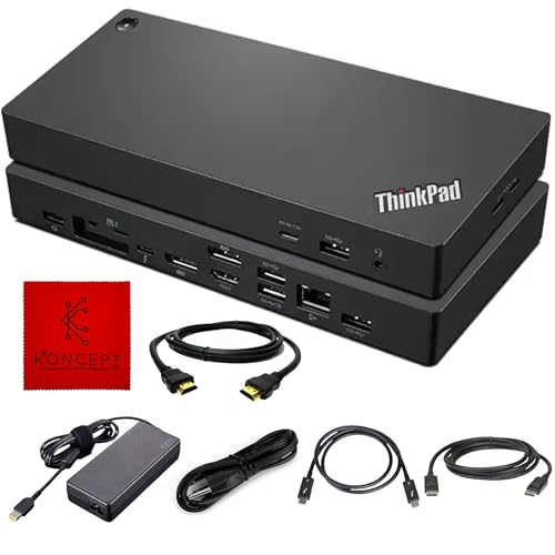 Image of 40B00135US Lenovo Docking Station Thunderbolt 4 Dock - Thinkpad Docking Station USB C with 135W, HDMI, DisplayPort & USB-C to C Cables