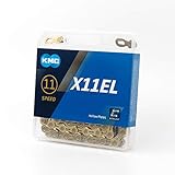 Eslabones: 114  KMC Chain X-11-EL Cadena Estrecha, Unisex Adulto, Oro, 114 eslabones