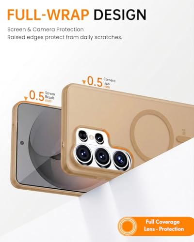 Image of DIZORO Matte Case for Samsung Galaxy S26 Ultra Compatible with MagSafe, Camera Lens Full Protection, Shockproof Translucent Frosted TPU Soft Phone Cover, Anti-Fingerprint (Desert)