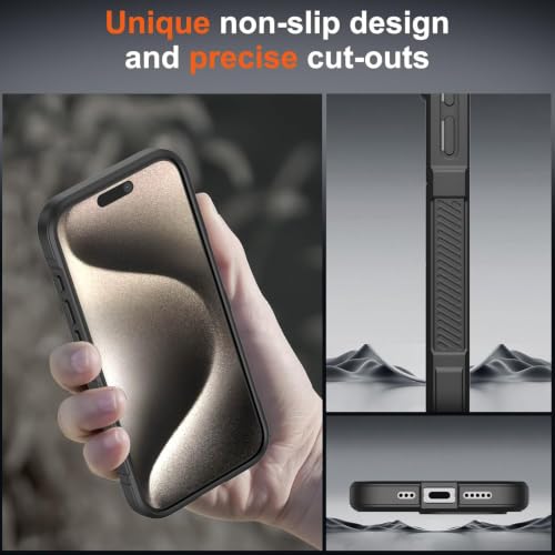 Image of ShieldTech AirGuard Series Back Cover Case for Apple iPhone 15 Pro Max | Microfiber Lining | Airbag Cushion Drop Protection | Shockproof Silicone Cover | Anti Slip Grip - Black for iPhone 15 Pro Max