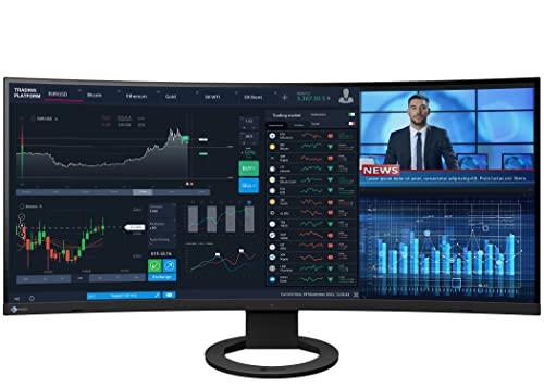 Image of EIZO FlexScan EV3895 Monitor for PC 37.5 Inch Curved Ultrawide UWQHD+ (3840x1600) IPS Display with USB-C (85W), Built-in LAN, KVM Switch, Eye Care, Ergonomic Stand for Office, Trading & Home Use