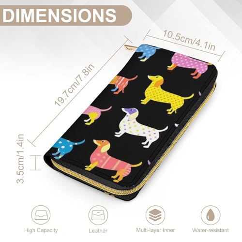 Travel Purse Fashion Design, Huge Storage Capacity Wallet, Cute Decor Wallet, Long PU Zipper Purse Black Dachshund Puppy Animal Dog2