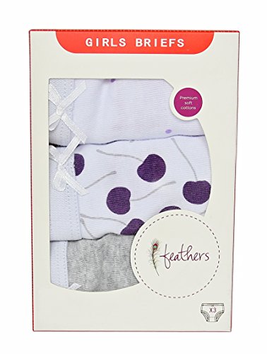 Feathers Girls Cherry Print Tagless Briefs Underwear Super Soft Panties 3-Pack (Size 16) #TOP3