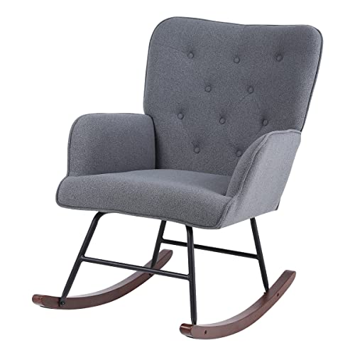 Hommpa Rocking Accent Chair Relax Rocking Chair Lounge Chair Fabric Armchair Indoor Outdoor Rocking Chairs for Home Office Dark Grey Hommpa Rocking Accent Chair Relax Rocking Chair Lounge Chair Fabric Armchair Indoor Outdoor Rocking Chairs for Home Office Dark Grey