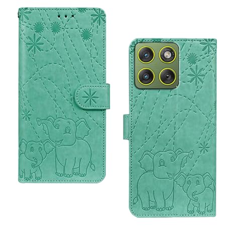 Image of amazon basics Moto Edge 70 5G Flip Cover | Card Pockets Wallet & Stand | Flip Cover for Moto Edge 70 5G (Green Elephant)