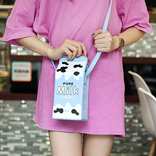 Milk Box Cross Body Shoulder Bag Phone Wallet for Women, Cute Fruits Banana Strawberry Fashion Casual Printed Purse3