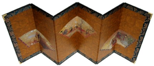 Amazon.co.jp: ミニ屏風 古写経扇面貼交図屏風／高さ29cm : ホーム 