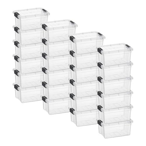 Image of Superio 1.05 Quart Mini Clear Plastic Storage Container with Lid, Stackable Small Organizer Box for Crayons, Art Supplies, Beads, Sewing, Stationery & Food Storage, 24 Pack