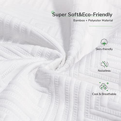 Image of Novilla Waterproof Crib Mattress Protector 52 inch X 28 inch Breathable Fabric Mattress Cover, Baby Mattress Protector Fits Crib Bed Up to 9 inch, Washable & Noiseless, White (AC-NV0MP803-C)