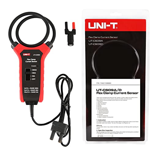 Image of UNI-T Flexible Current Probe UT-CS09D, 18 inch Flex Clamp, 0.1A Resolution, 3000A Current Paired with UT208B / UT206B Digital Clamp Meter, 500Hz Frequency Response, 1-Meter Drop Durability